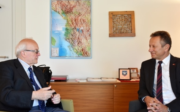 Editor of Albania Daily News Genc Mlloja with Swiss Ambassador in Albania Christoph Graf