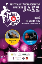 Poster for the International Jazz Festival in Tirana showing the Swiss trio of Thomas Lüthi