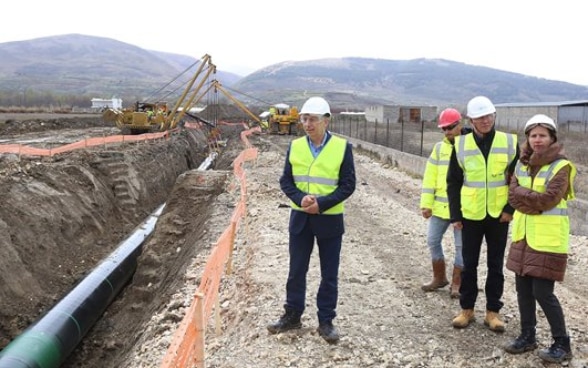 Foreign ambassadors and diplomats at the TAP construction site near Ura Vajgurore, Albania.