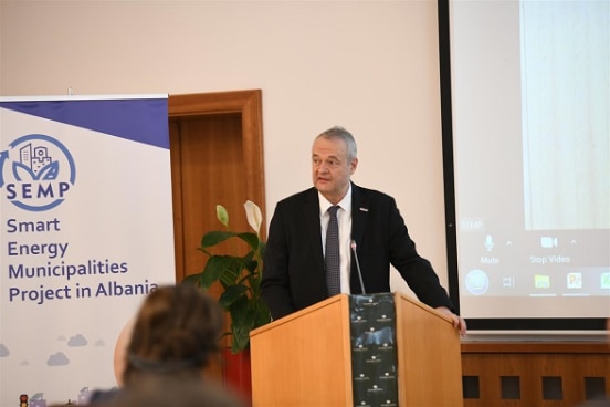 Swiss Ambassador Adrian Maître at the launch of the new project on energy efficiency.