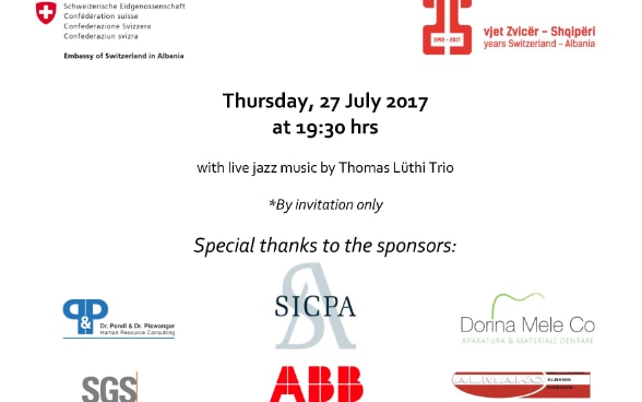 Invitation to celebration of the Swiss National Day at the Embassy of Switzerland in Albania