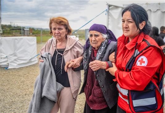 Displaced civilians receive assistance in southern Armenia