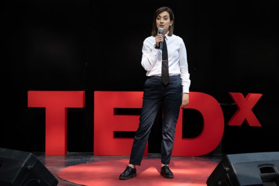 Lilit Makaryan delivering a Ted-x talk