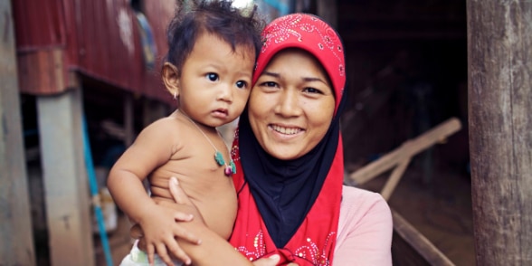 Cambodian mother with her child