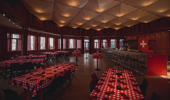 The Swiss Chalet in a Chinese-style octagonal pavilion at Houhai, Beijing