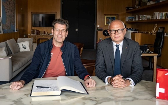 L'ambassadeur Balzaretti avec le maire du Havre Edouard Philippe