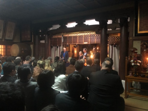 Musicians from Orchestre de la Suisse romande performing at the Honsenji Temple ©Embassy of Switzerland in Japan