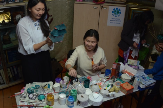 Papier-mâché art project provided skills for women from low-income families for additional income generation.