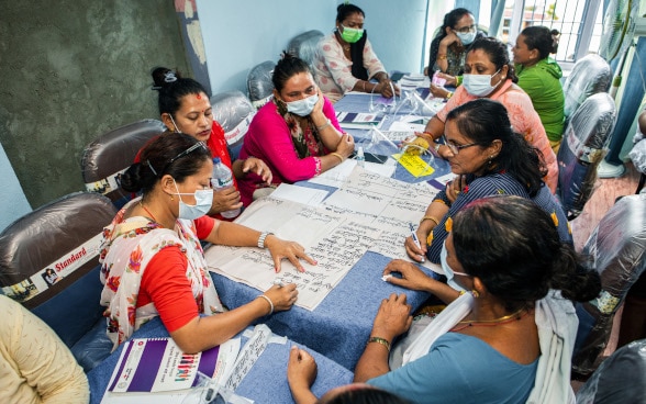 Elected women representatives discussing the foundations of leadership for meaningful political participation.