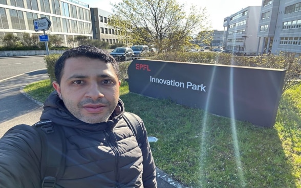 Basem Khalaf, on his daily morning trip to Swiss EdTech Collider, located on the EPFL campus.
