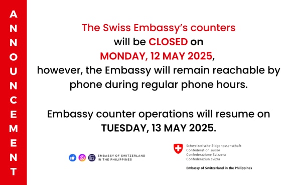 Embassy's counters will be closed