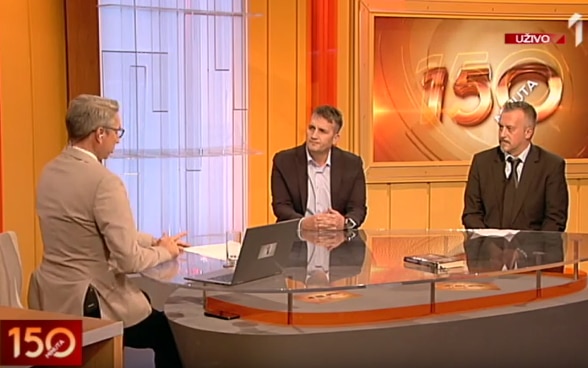 Dejan Stalovic, City manager City of Loznica, and Miroslav Mijatovic, Anticorruption team Podrinje region, guests at TV Prva