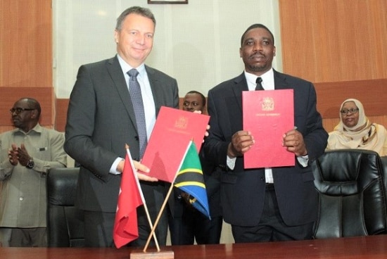 Ambassador Didier Chassot (left) and Permanent Secretary Doto James 