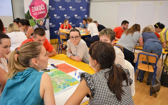 Pupils attend a lesson on traffic.