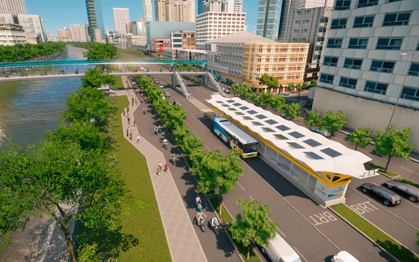 A visualisation of the future bus line in Vietnam.