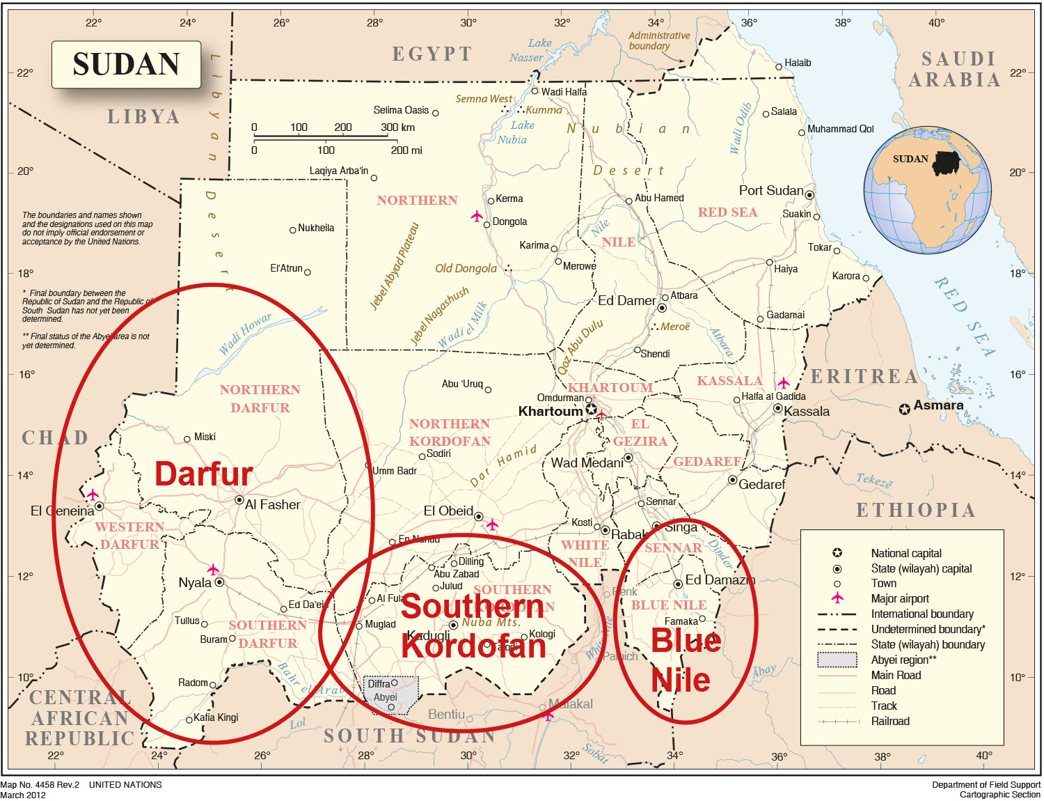 Settori di competenza della DSC in Sudan