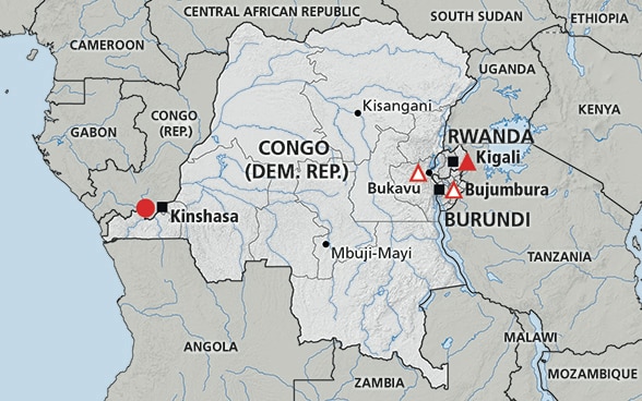Map of the region Great Lakes Region (Rwanda, Burundi, DRC)