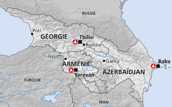 Carte de la région du Caucase du Sud