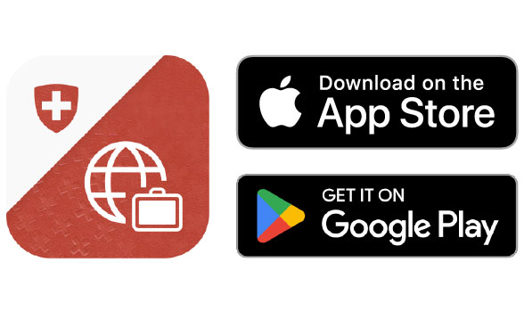 Travel Admin, App Store and Google Play logos