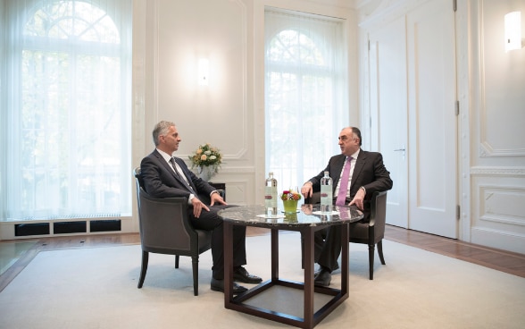 Didier Burkhalter and Elmar Mammadyarov, the Azerbaijani minister of foreign affairs.