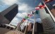 Flags of the UN member states in front of the UN Headquarters in New York.