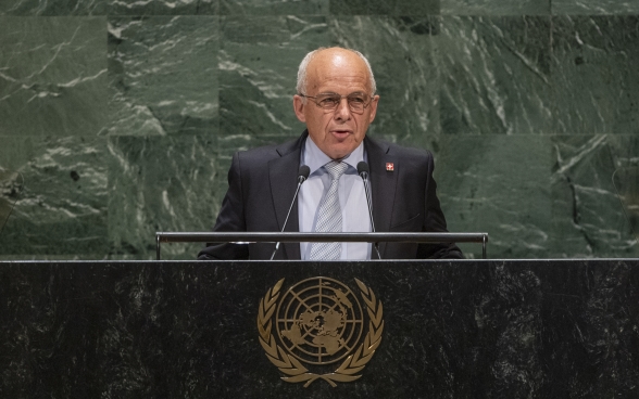 l presidente della Confederazione, Ueli Maurer, espone le priorità della politica estera svizzera nel quadro dell’ONU davanti all’Assemblea generale dell’ONU. 