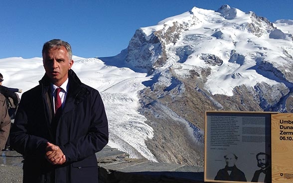 The Swiss President Didier Burkhalter at the Gornergrat. © FDFA