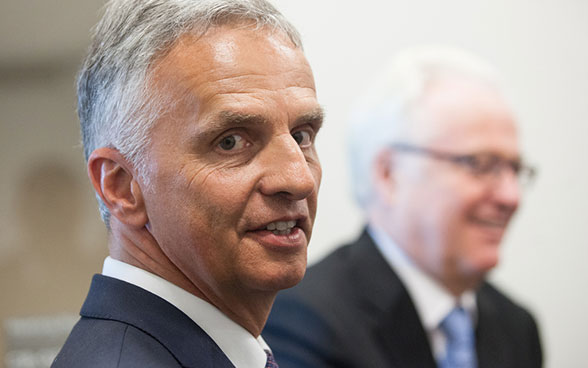 Nahaufnahme von Bundesrat Didier Burkhalter an der High Level Week der UNO-Generalversammlung 2016. 