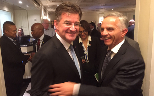 Il consigliere federale Didier Burkhalter incontra il presidente della 72a Assemblea generale dell’ONU, Miroslav Lajčák. 