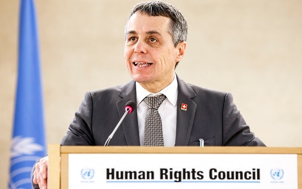 Ignazio Cassis during his speech at the opening of the UN Human Rights Council.
