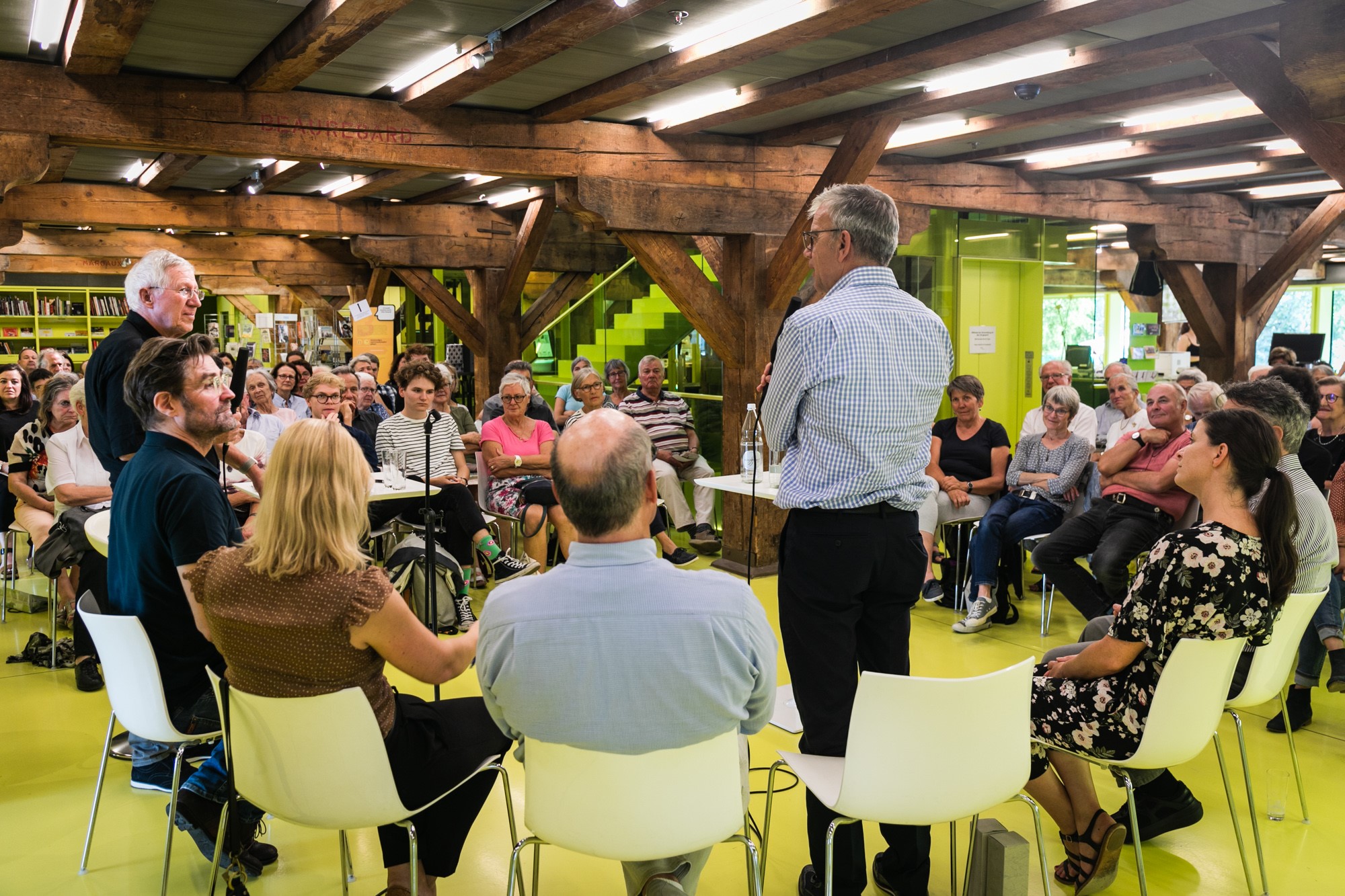 Swiss ambassadors talking to the local population.