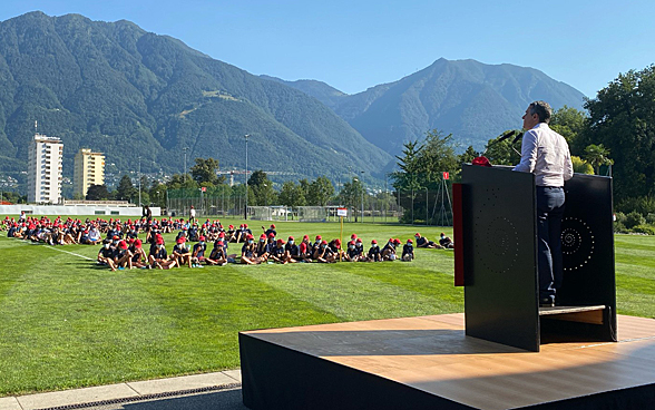 Federal Councillor Ignazio Cassis delivers a speech.