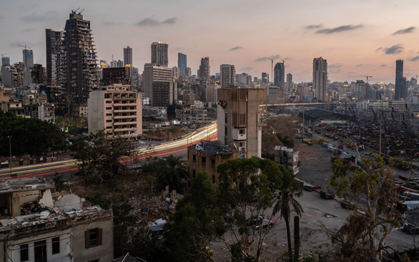 Aerial photography with view over the city of Beirut.