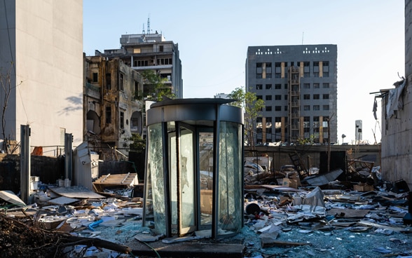 Zerstörung im Remeil-Viertel Beirut. 