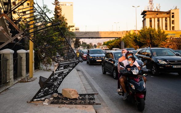 Destruction in the district of Karantina in the city of Beirut.