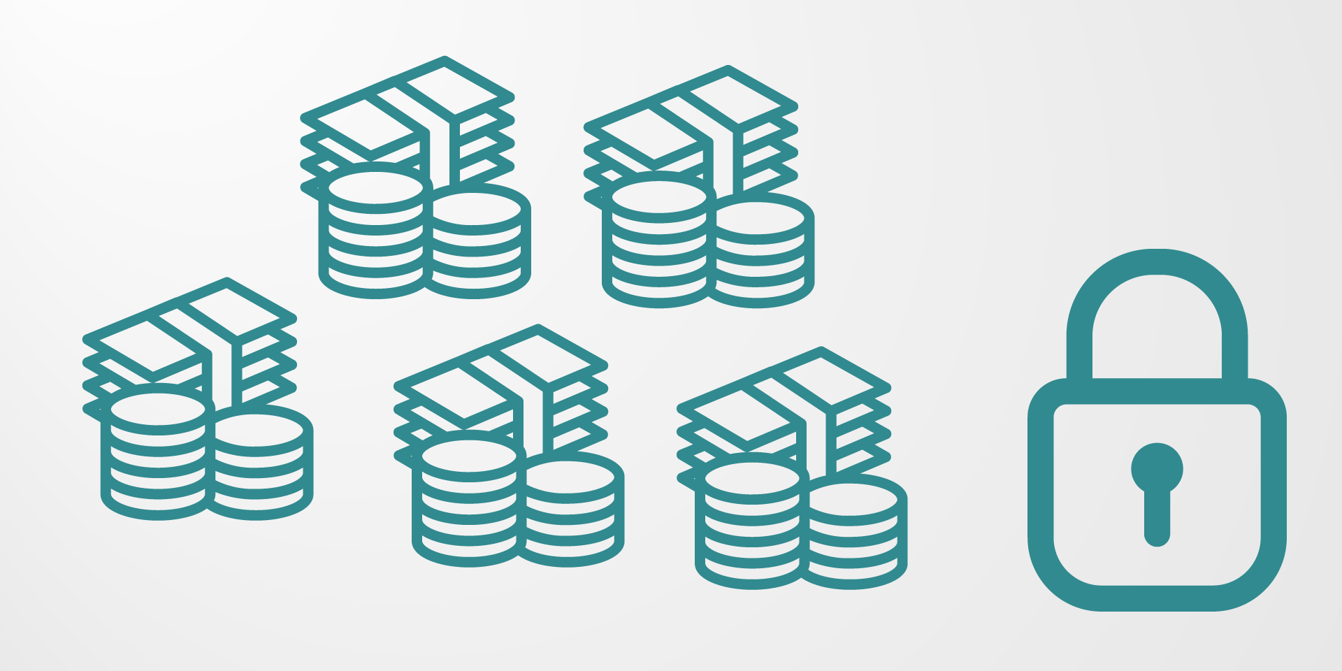 Illustration with symbols representing the freezing of illegal assets.