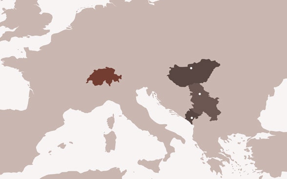 Grafik der Reise von Bundesrat Cassis nach Ungarn und in den Westbalkan vom 22.-24. Mai.