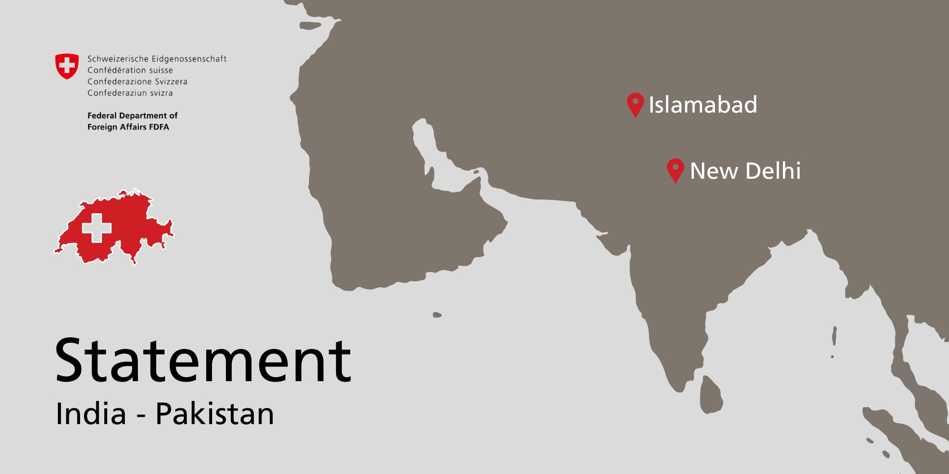 Map showing the capitals of India and Pakistan.