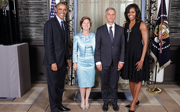 Didier et Friedrun Sabine Burkhalter avec Barack et Michelle Obama.