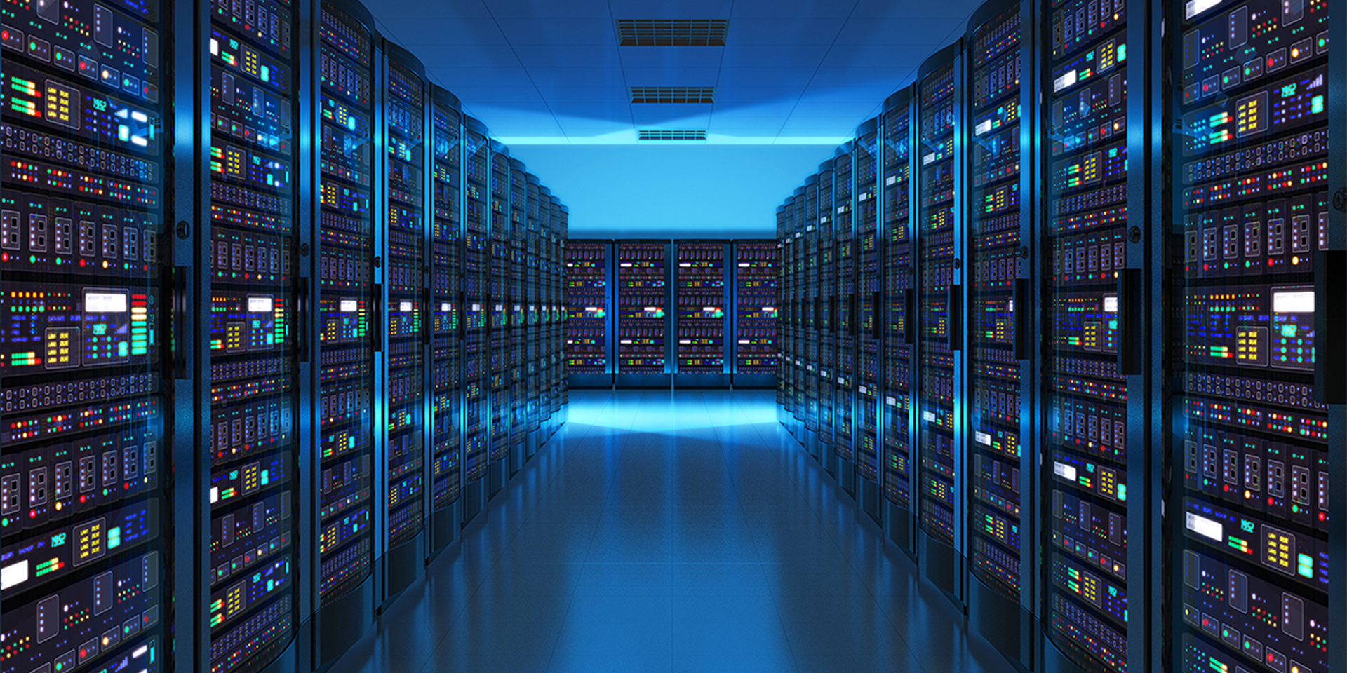 Computer servers in one room.