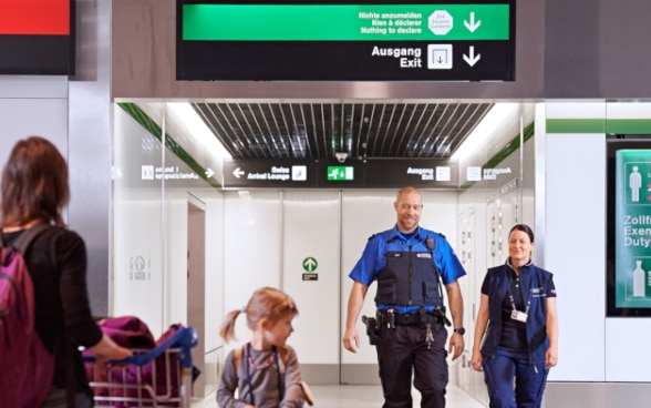 Swiss border guards at the airport.