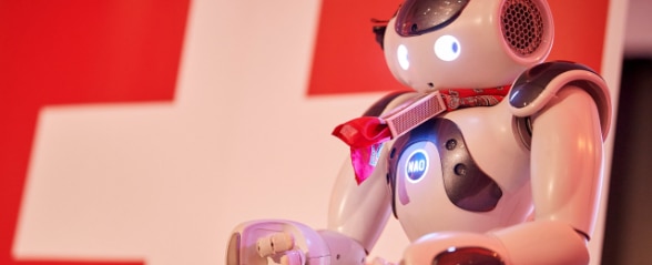 Autonomer humanoider Roboter programmiert mit Schweizer Software