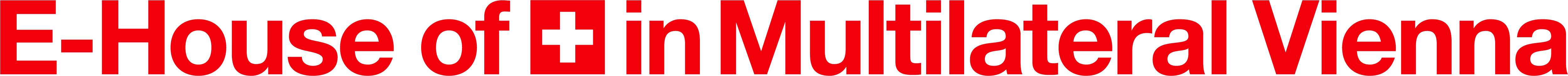 Das Logo von «House of Switzerland in Multilateral Vienna» bestehend aus einem roten Schriftzug, in dem statt «Switzerland» eine kleine Schweizer Flagge zu sehen ist.